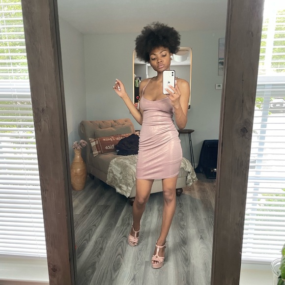 Pale Nude Pink Backless Lace MIDI Dress - Picture 11 of 16